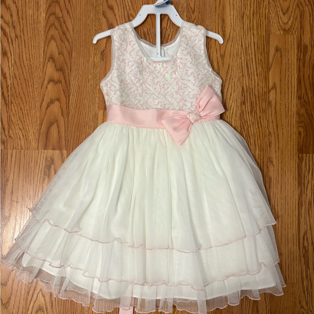 Elegant Pink and White Kids Dress